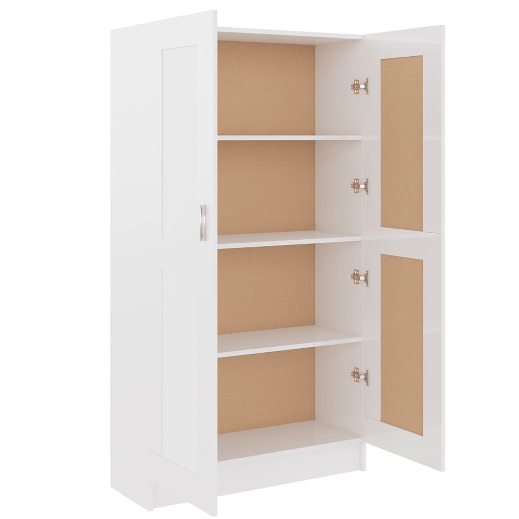 Bokhylle høyglans hvit 82,5x30,5x150 cm konstruert tre