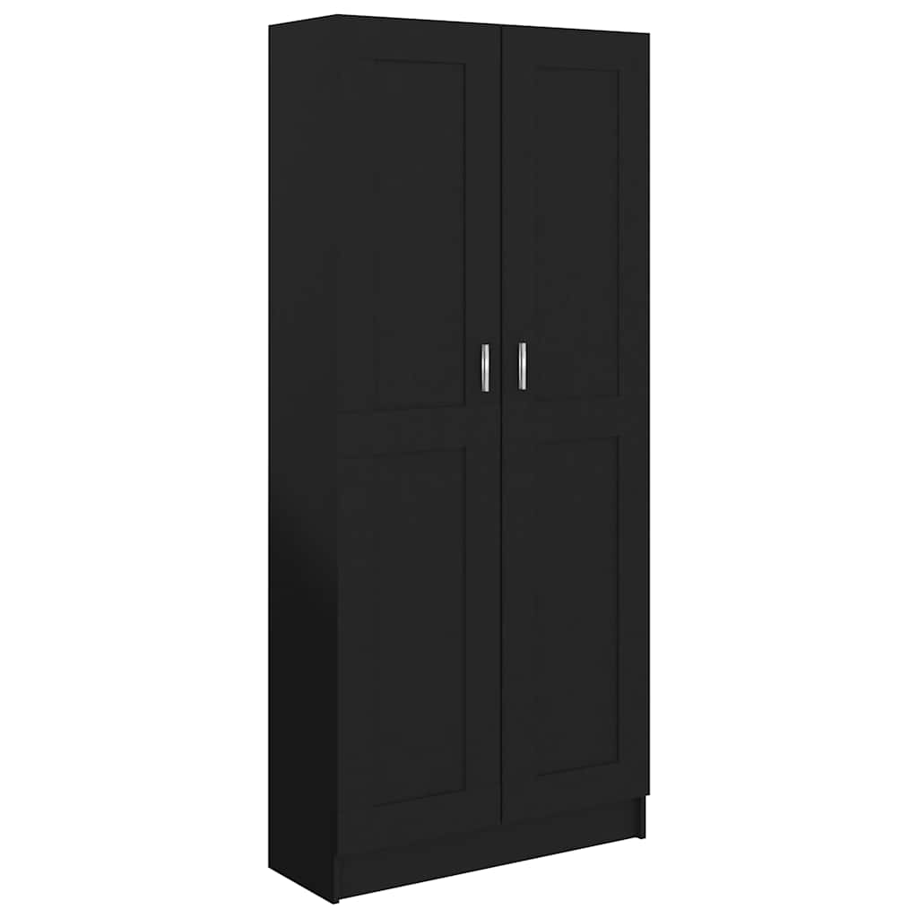 Bokhylle svart 82,5x30,5x185,5 cm konstruert tre