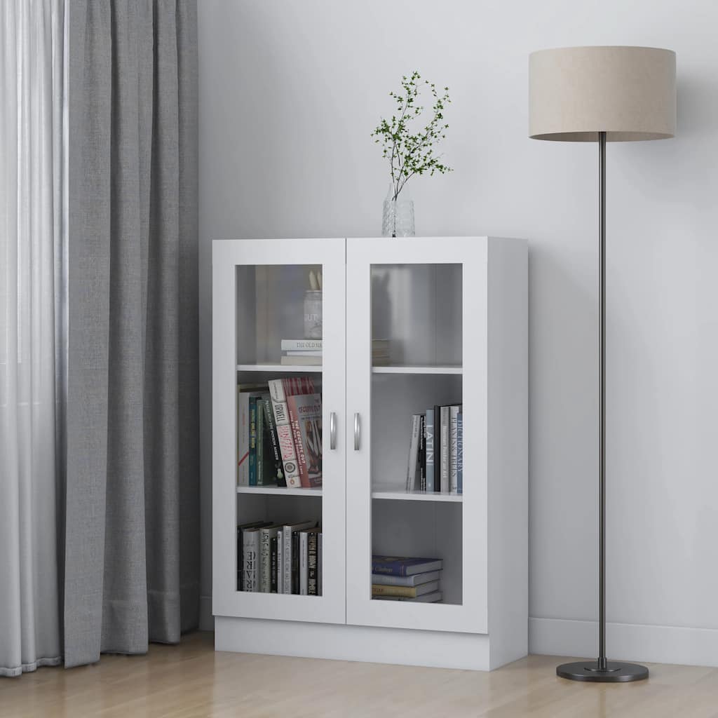 Vitrine hvit 82,5x30,5x115 cm konstruert tre