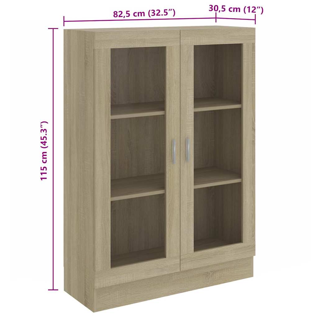 Vitrine sonoma eik 82,5x30,5x115 cm konstruert tre