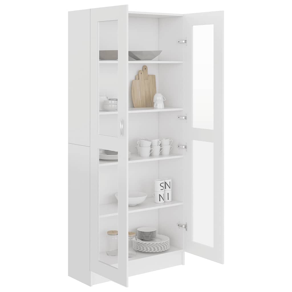 Vitrine hvit 82,5x30,5x185 cm konstruert tre