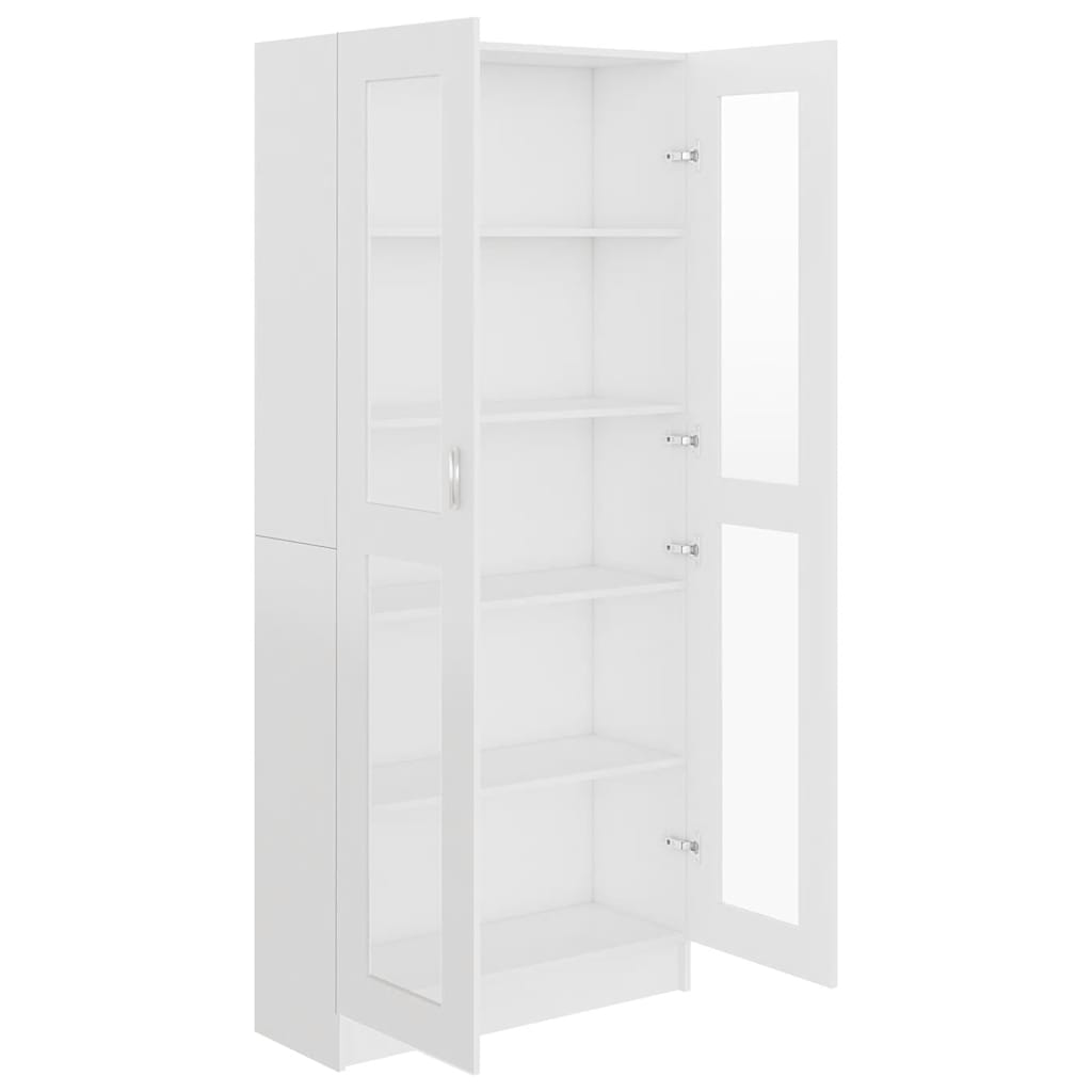 Vitrine hvit 82,5x30,5x185 cm konstruert tre