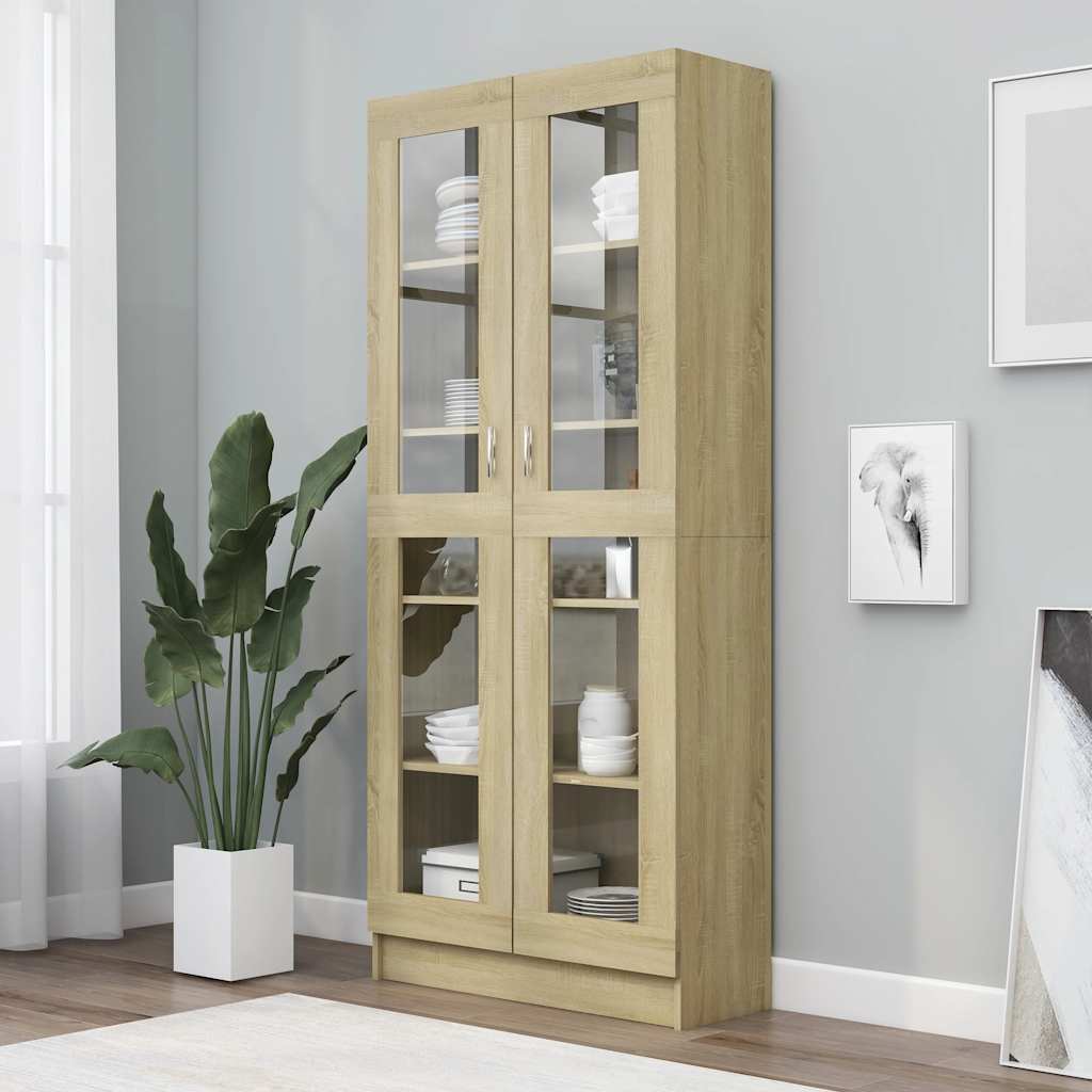 Vitrine sonoma eik 82,5x30,5x185 cm konstruert tre