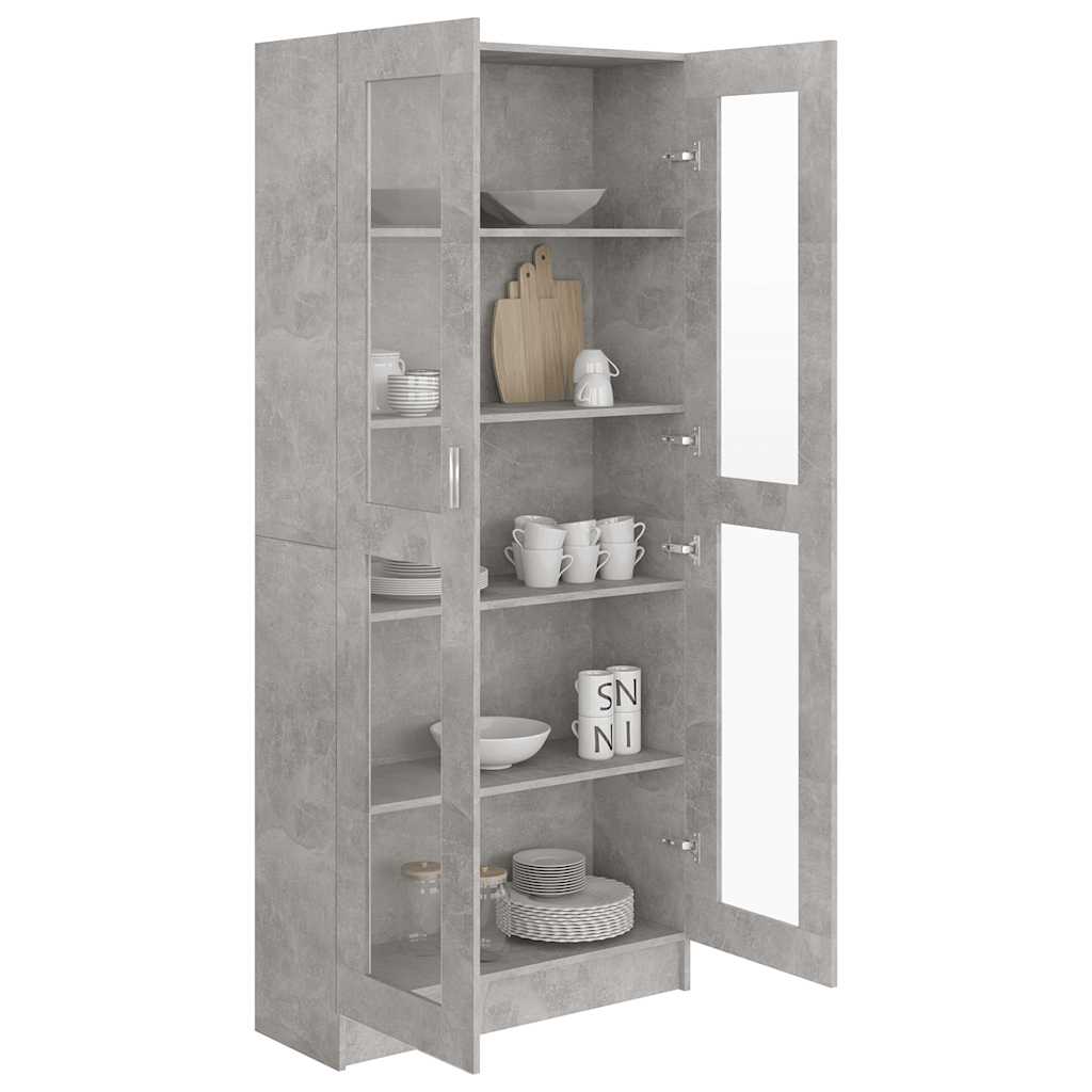Vitrine betonggrå 82,5x30,5x185,5 cm konstruert tre