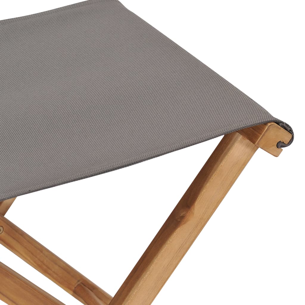 Klappstoler 2 stk heltre teak og stoff mørkegrå