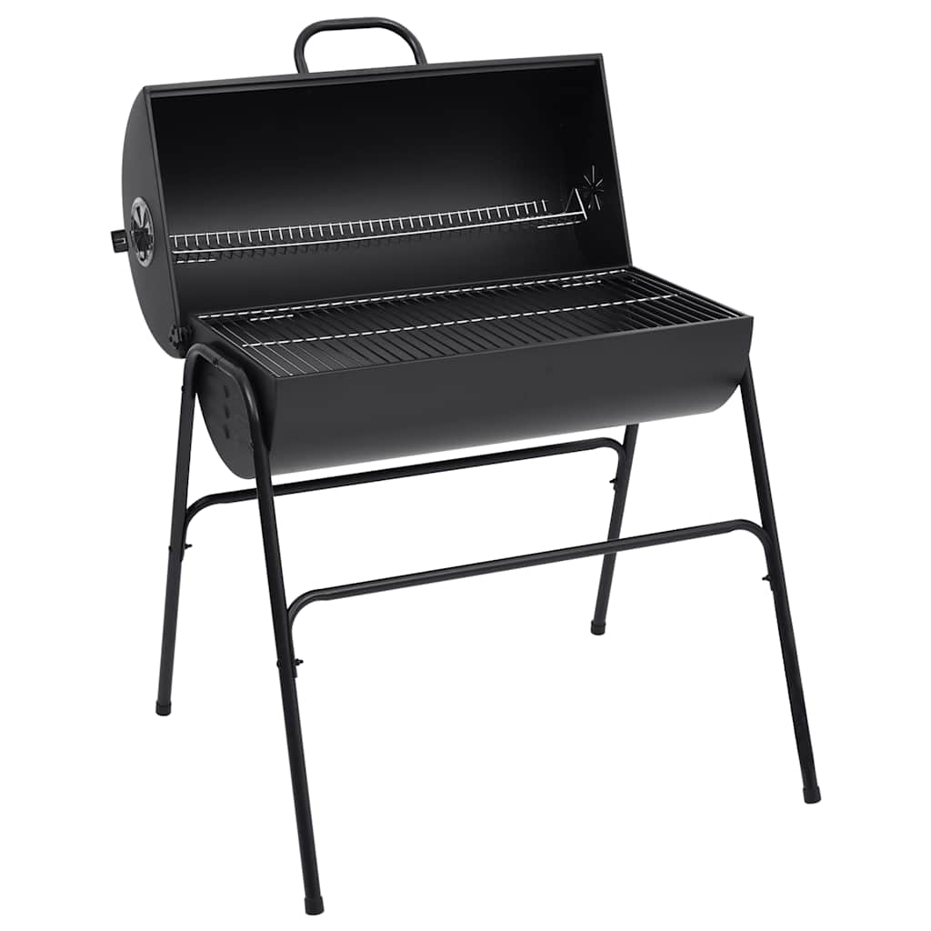 Tønnegrill med 2 grillrister svart 80x95x90 cm stål vidaXL