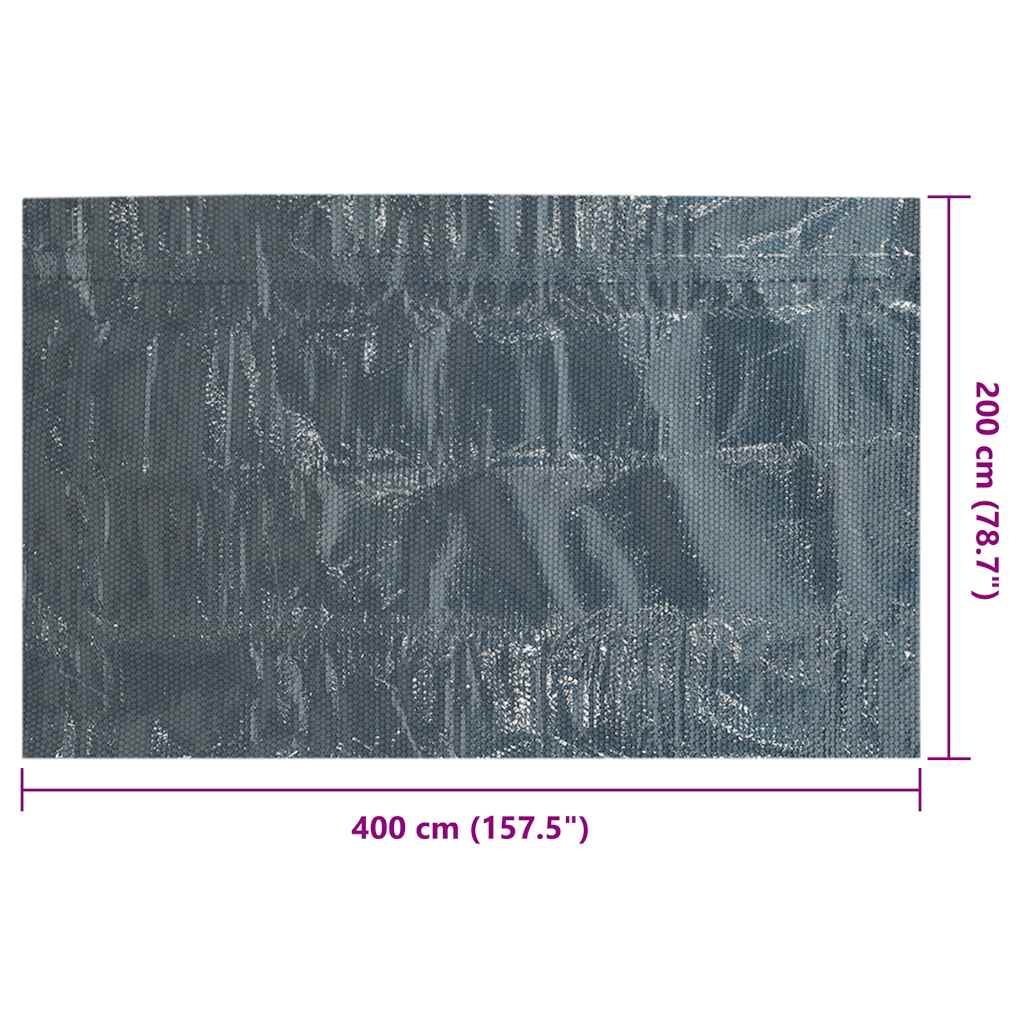 Flytende solarduk til basseng PE 400x200 cm svart og blå vidaXL