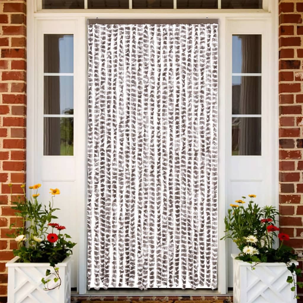 Insektgardin gråbrun og hvit 90x220 cm chenille