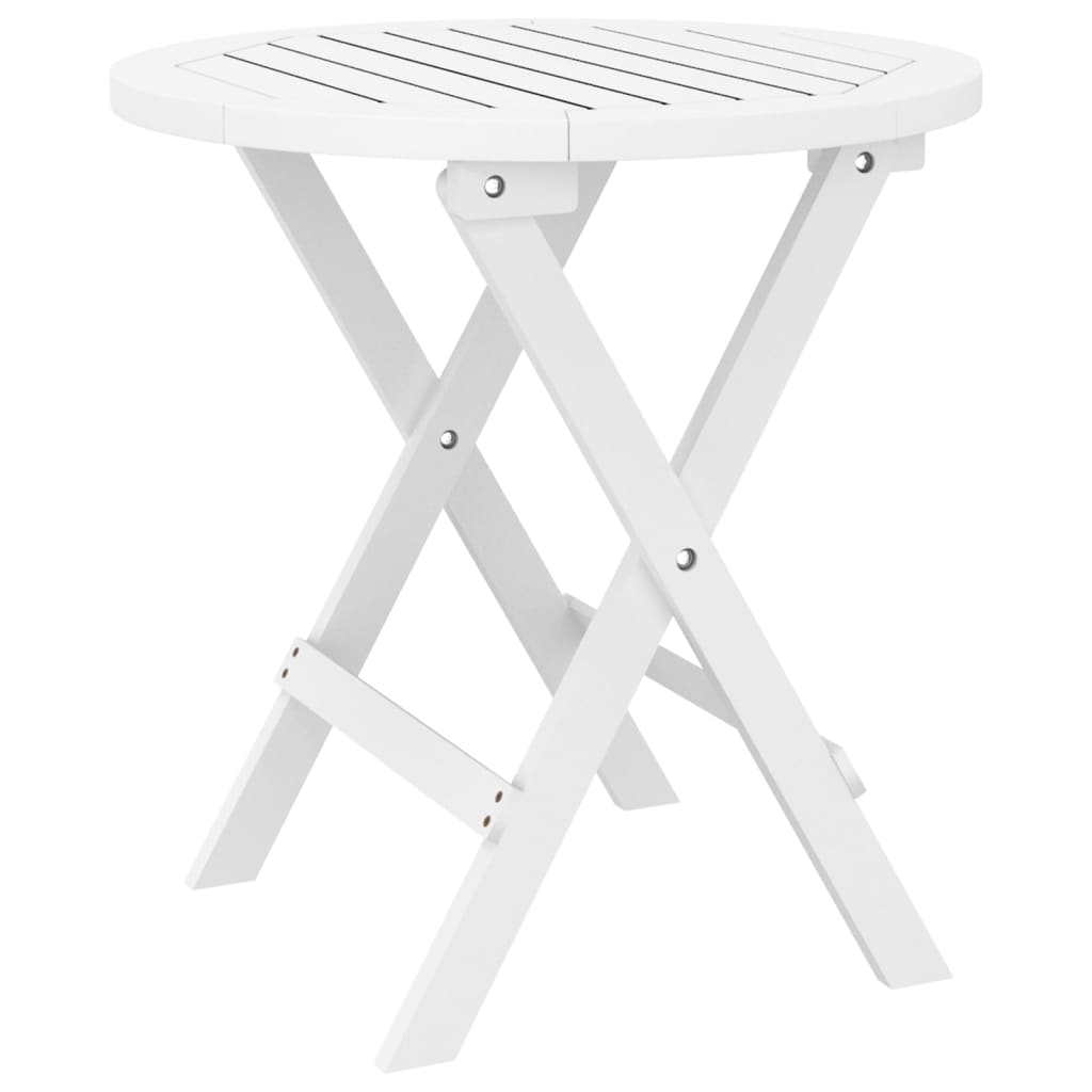 Sammenleggbart hagebord hvit Ø 46 cm heltre akasie vidaXL