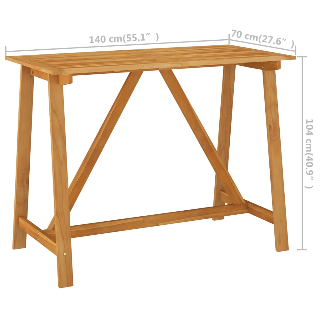 Utendørs barbord 140x70x104 cm heltre akasie