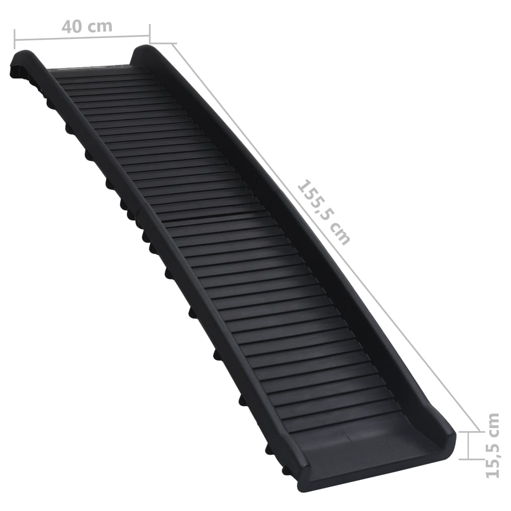 Hunderampe sammenleggbar svart 155,5x40x15,5 cm
