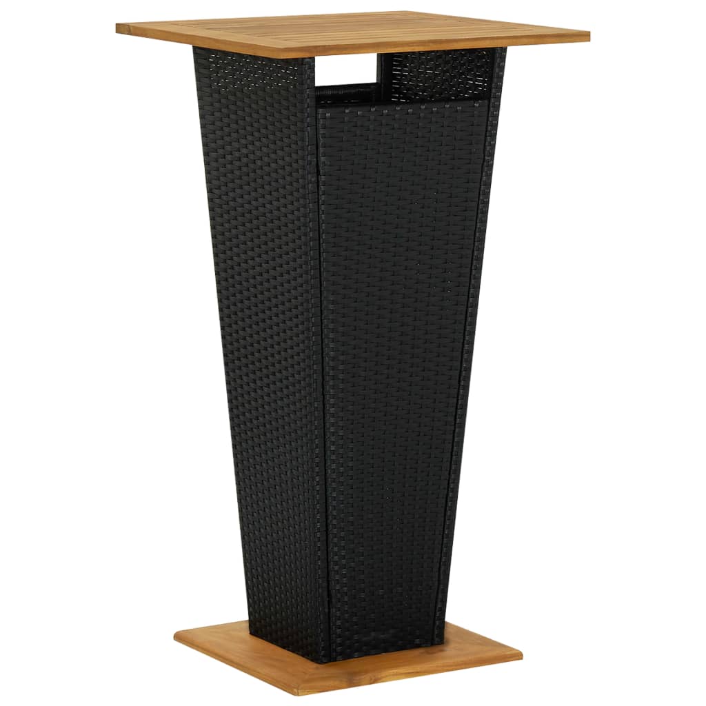 Barbord svart 60x60x110 cm polyrotting og heltre akasie