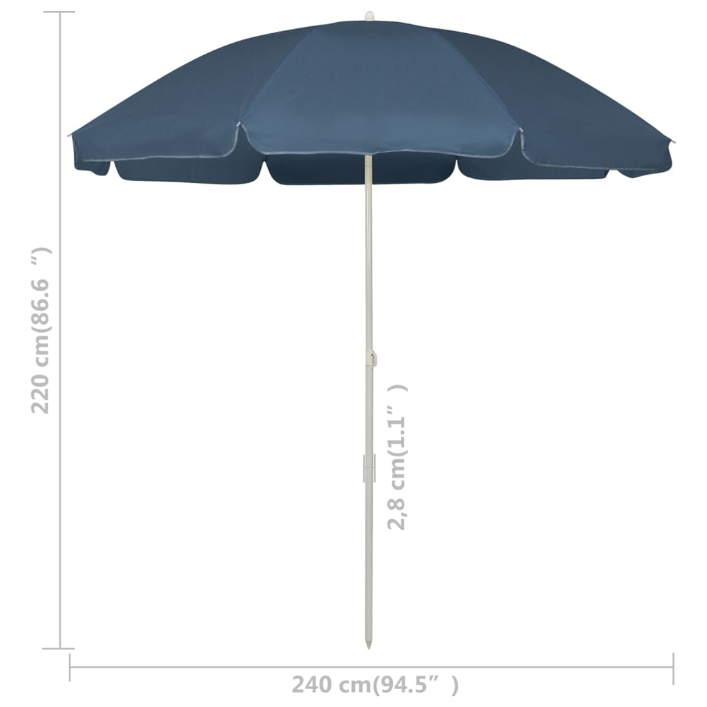 Strandparasoll blå 240 cm