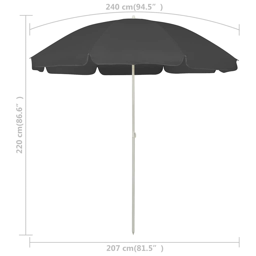 Strandparasoll antrasitt 240 cm