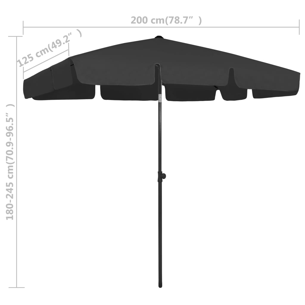 Strandparasoll svart 200x125 cm