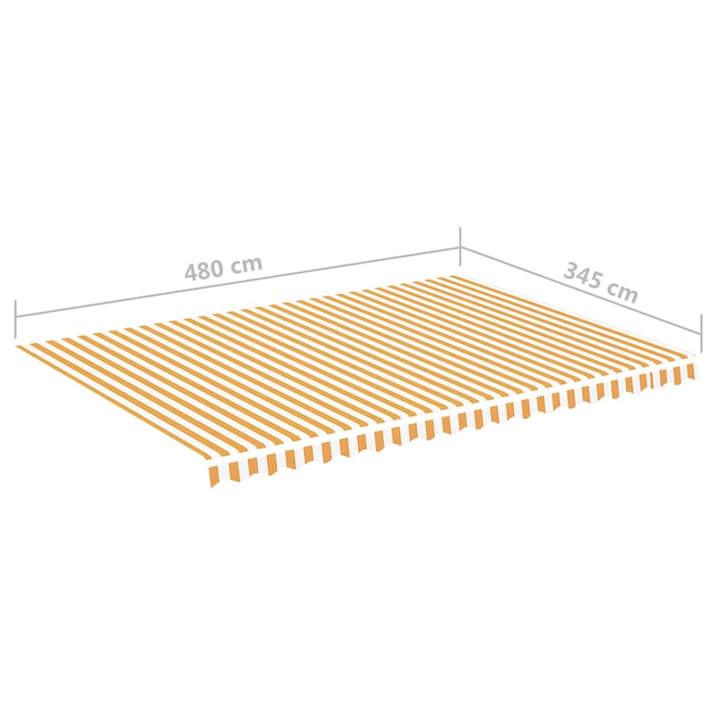 Erstatningsduk for markise gul og hvit 5x3,5 m polyester