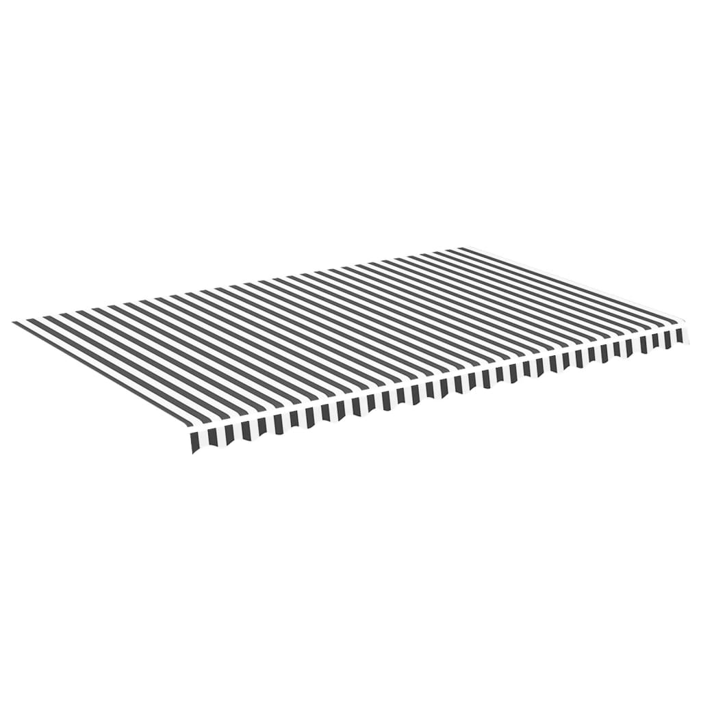 Erstatningsduk for markise antrasitt og hvit 5x3 m polyester