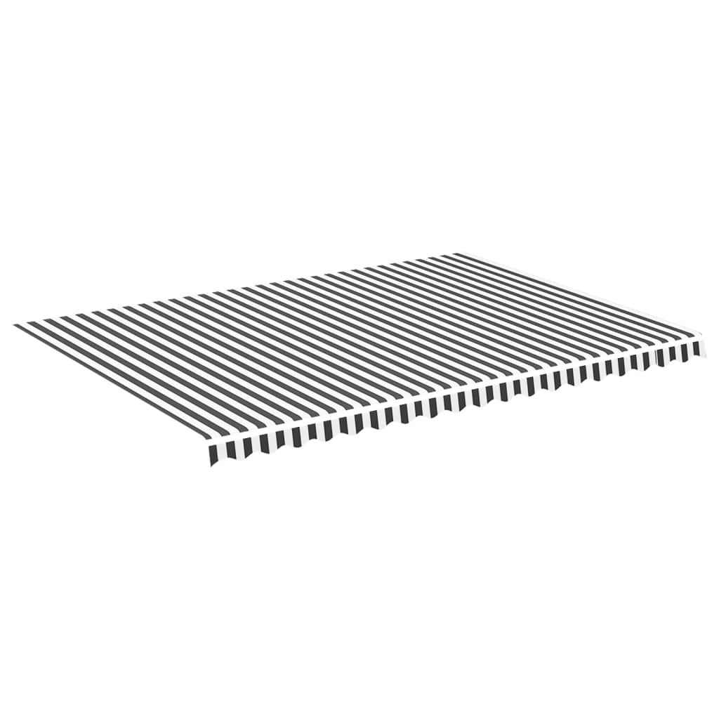 Erstatningsduk for markise antrasitt og hvit 5x3,5 m polyester