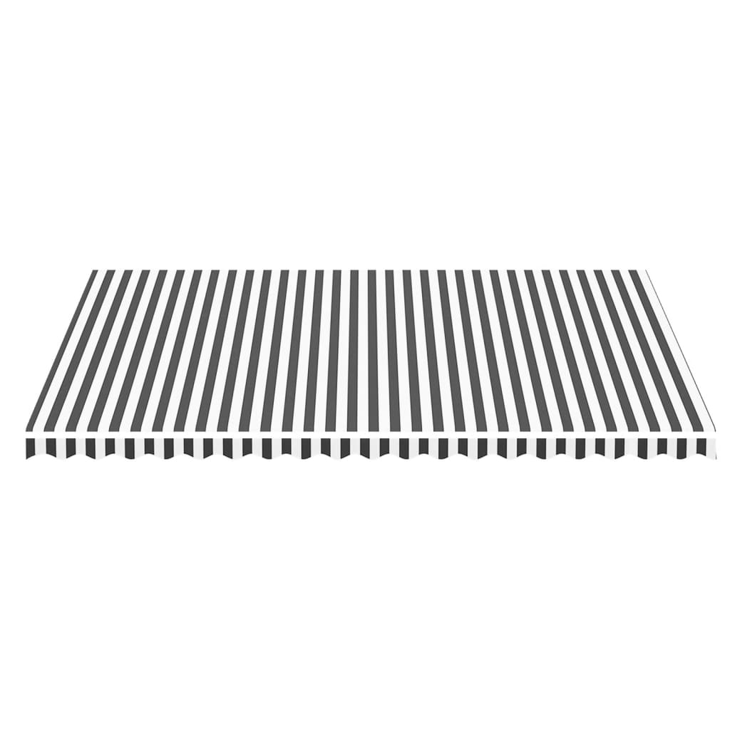 Erstatningsduk for markise antrasitt og hvit 5x3,5 m polyester