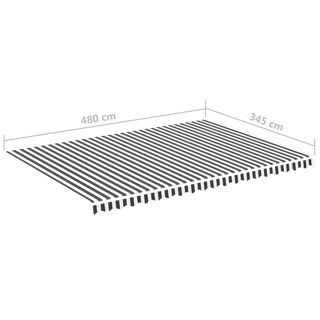 Erstatningsduk for markise antrasitt og hvit 5x3,5 m polyester