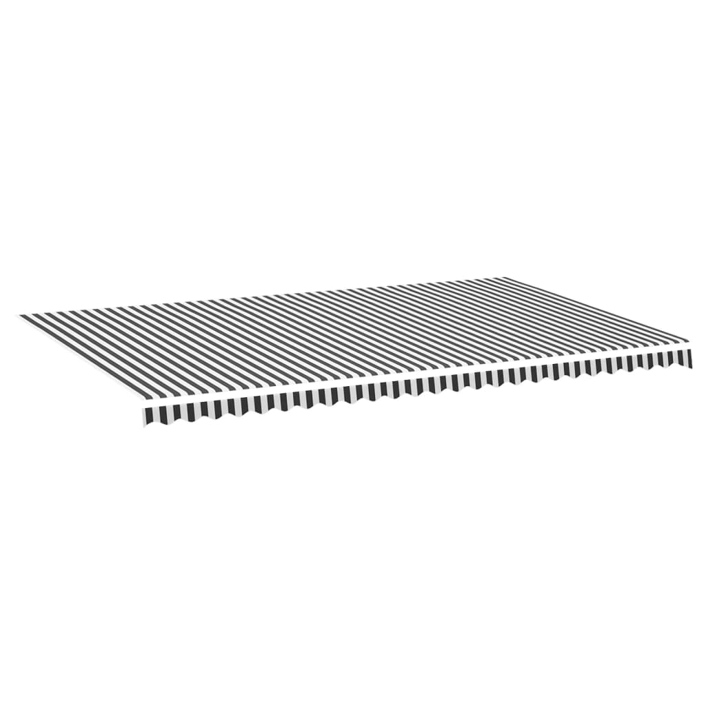 Erstatningsduk for markise antrasitt og hvit 6x3,5 m polyester