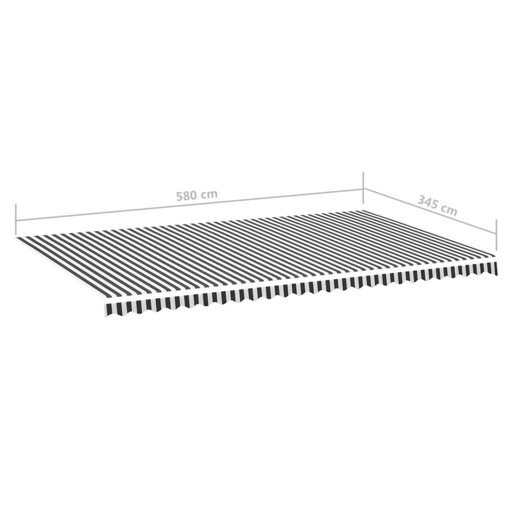 Erstatningsduk for markise antrasitt og hvit 6x3,5 m polyester