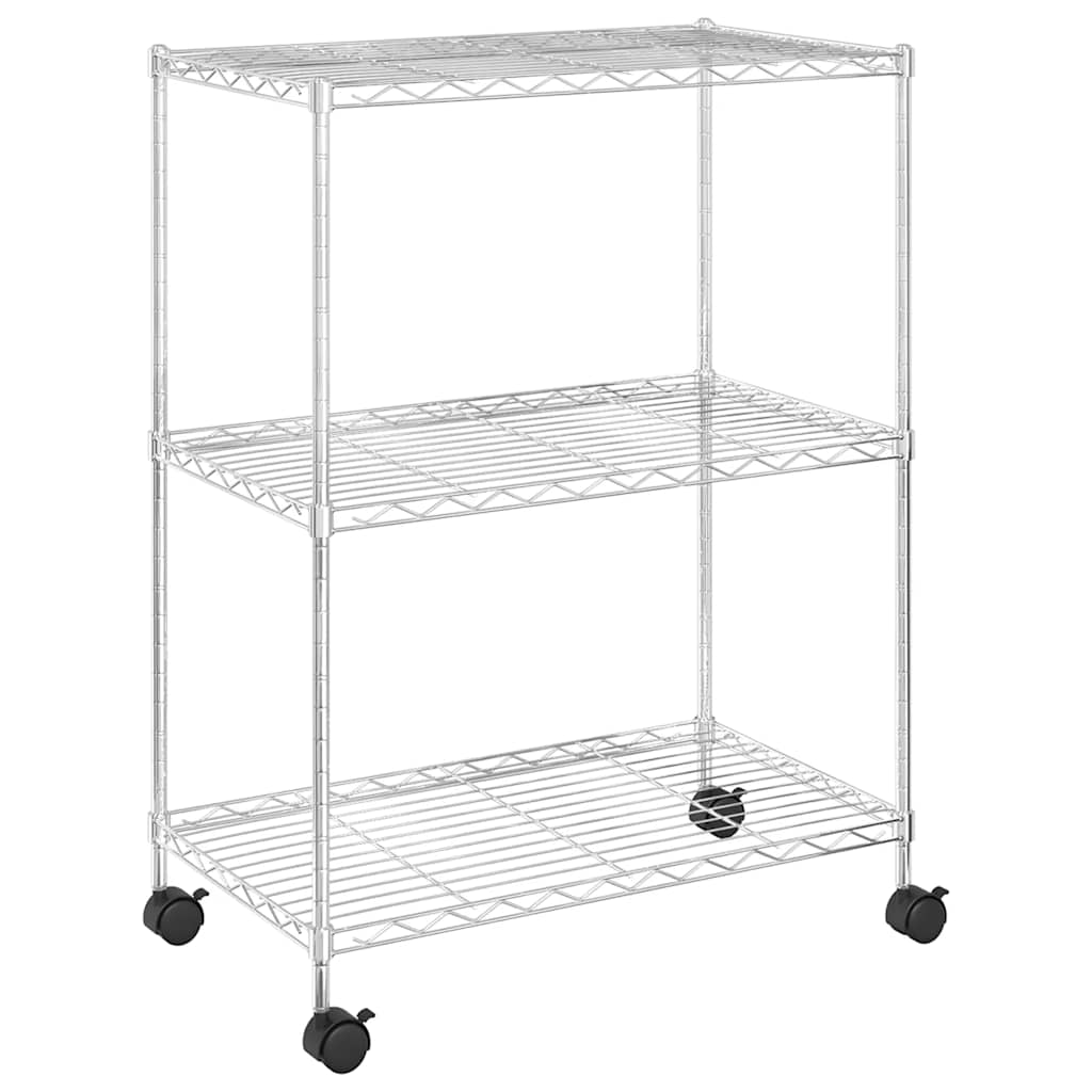 Oppbevaringshylle 3 etasjer med hjul 60x35x81 cm krom 150 kg