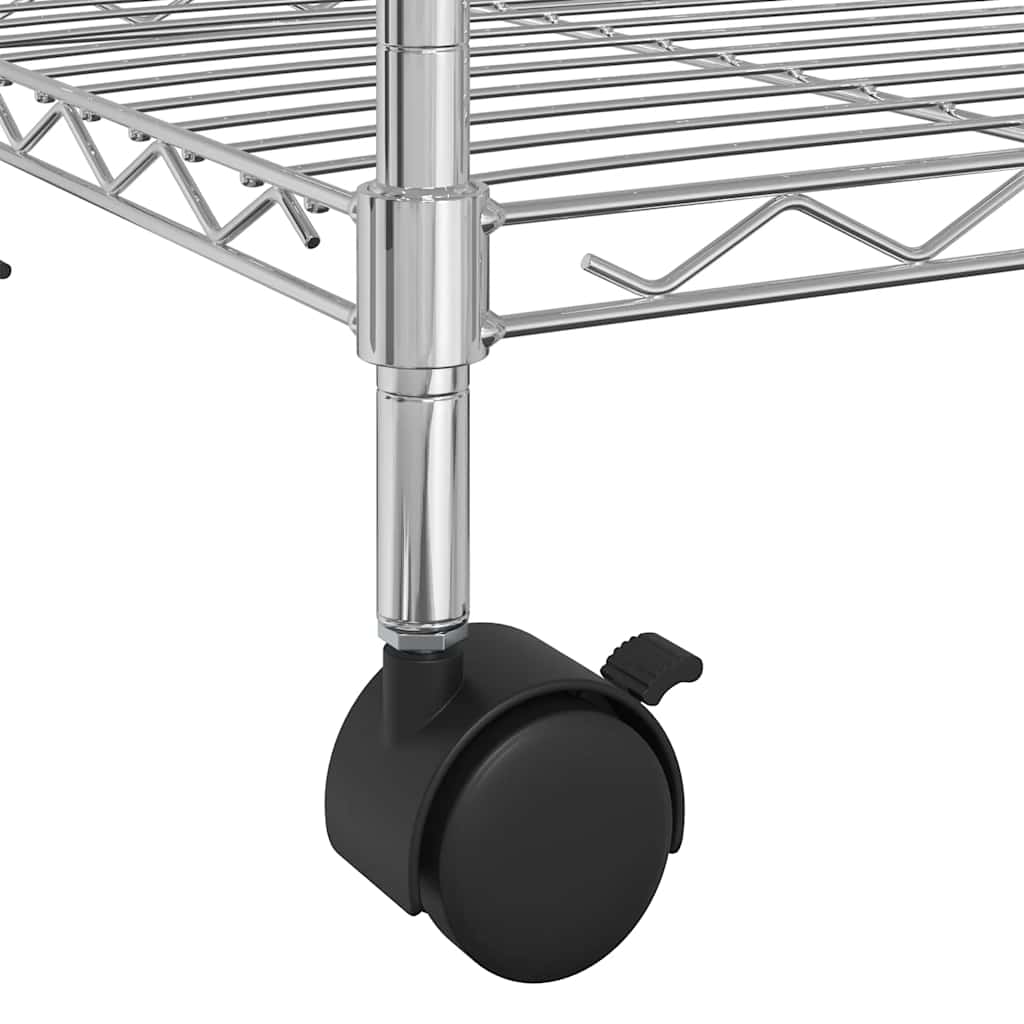 Oppbevaringshylle 3 etasjer med hjul 60x35x81 cm krom 150 kg