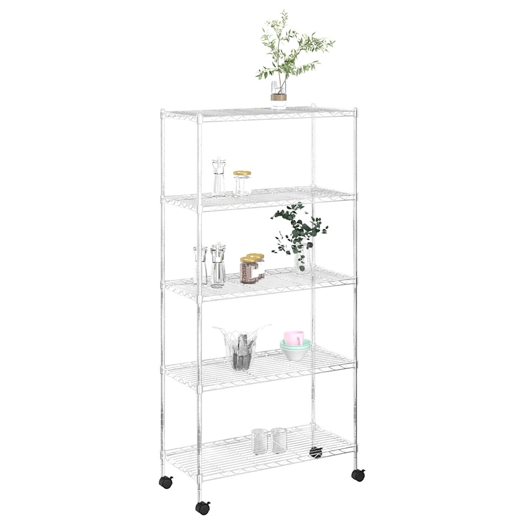 Oppbevaringshylle 5 etasjer med hjul 75x35x155 cm krom 250 kg