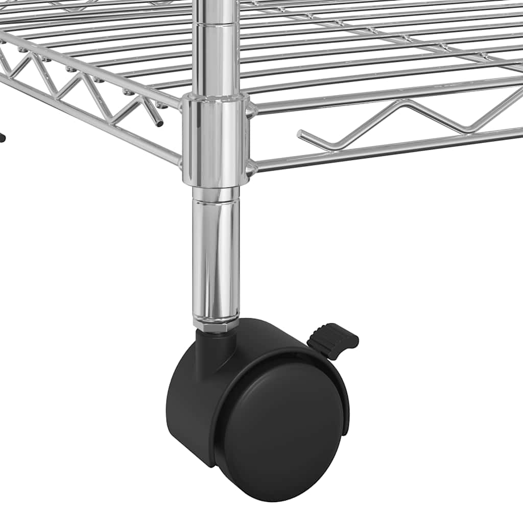 Oppbevaringshylle 5 etasjer med hjul 75x35x155 cm krom 250 kg
