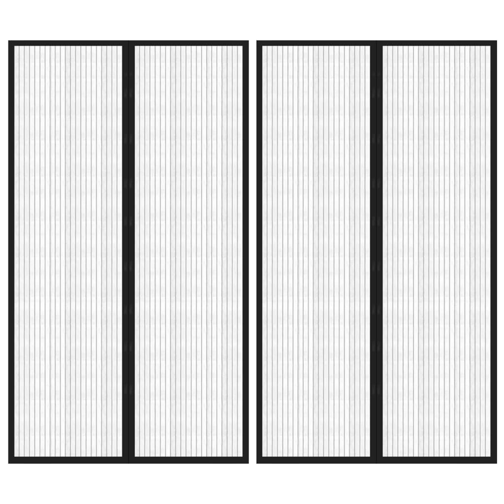 Insektsgardiner for dør 2 stk med magnetblokker svart 200x80 cm
