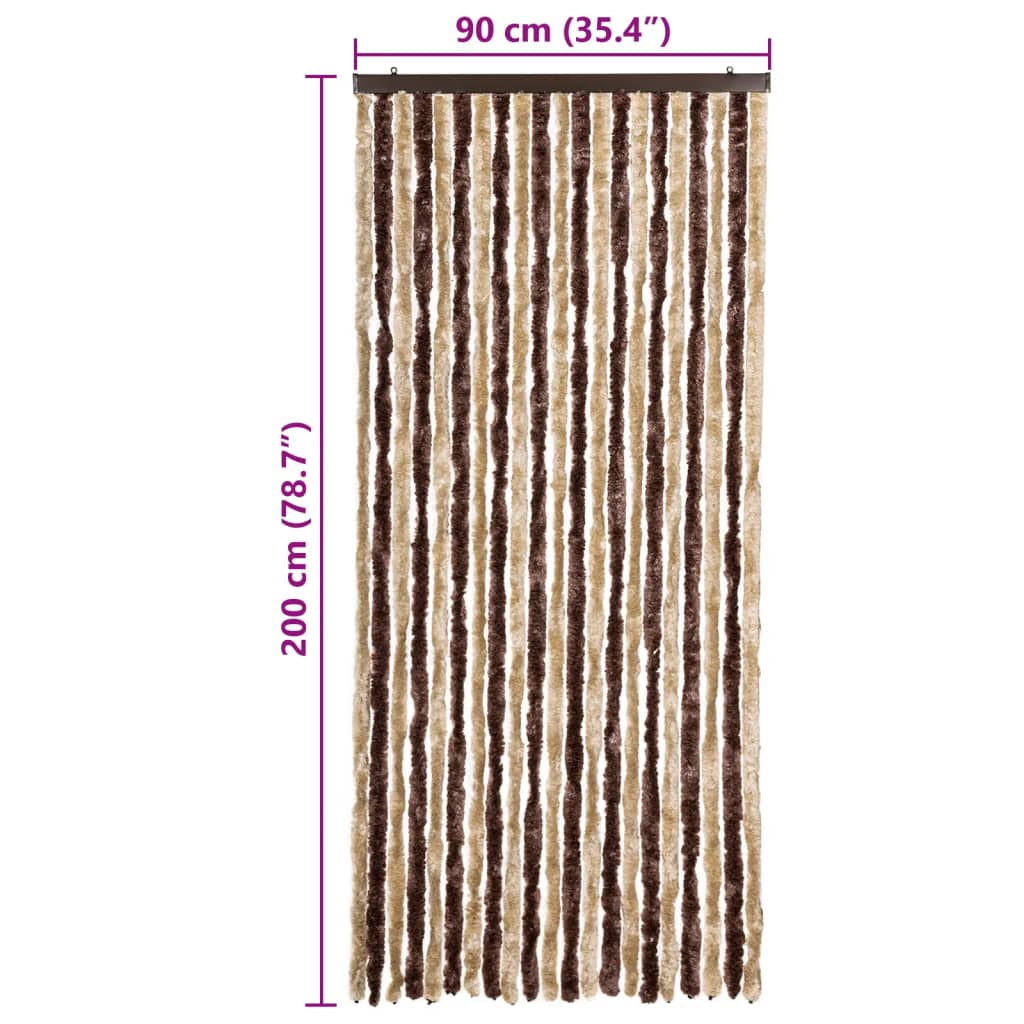 Insektgardin beige og lysebrun 90x200 cm chenille