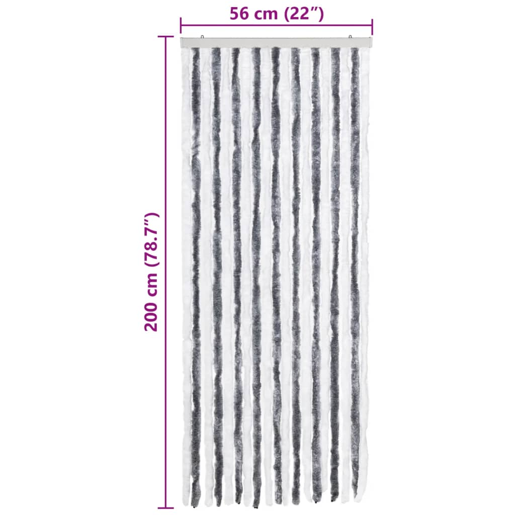 Insektgardin grå og hvit 56x200 cm chenille