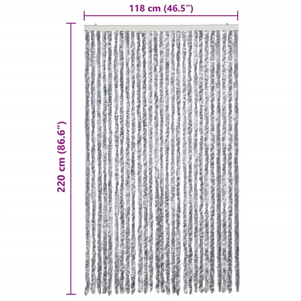 Insektgardin hvit og grå 118x220 cm chenille