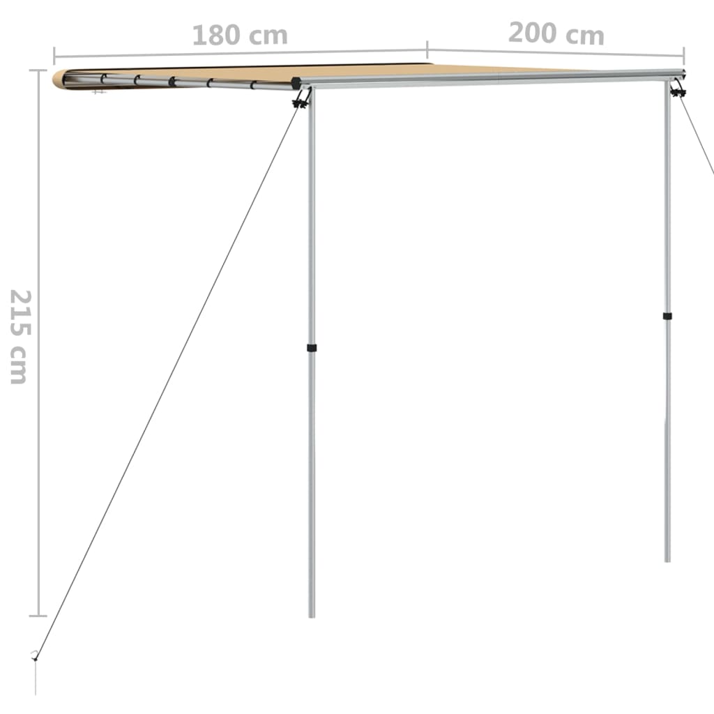 Markise til bobil og campingvogn 1,8x2x2,15 m beige