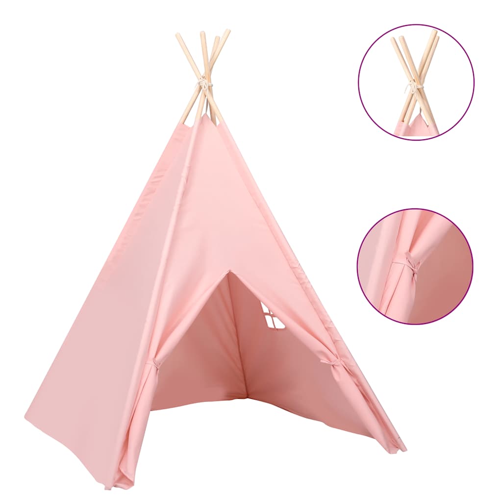 Tipi-telt for barn med pose ferskenhud rosa 120x120x150 cm
