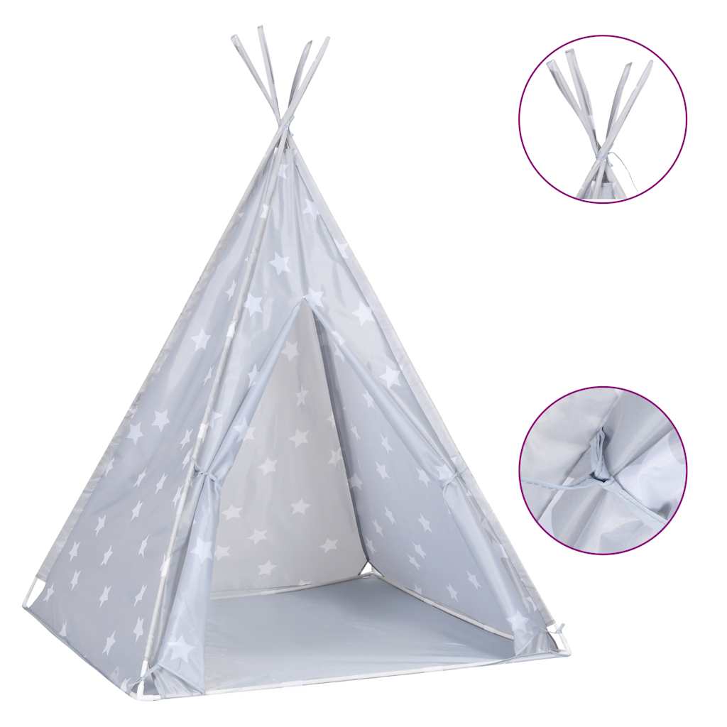 Tipi-telt for barn med pose polyester grå 115x115x160 cm