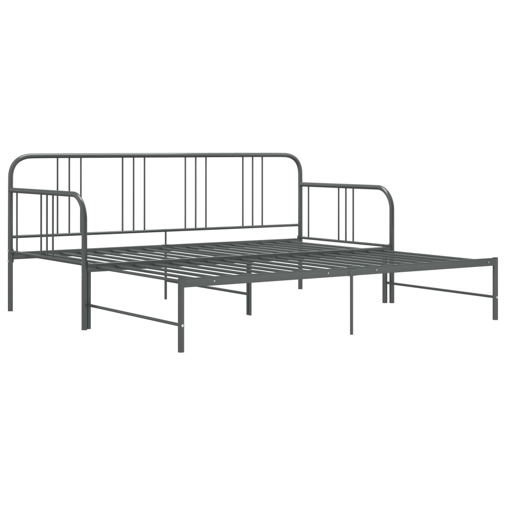 Uttrekkbar ramme til sovesofa grå metall 90x200 cm