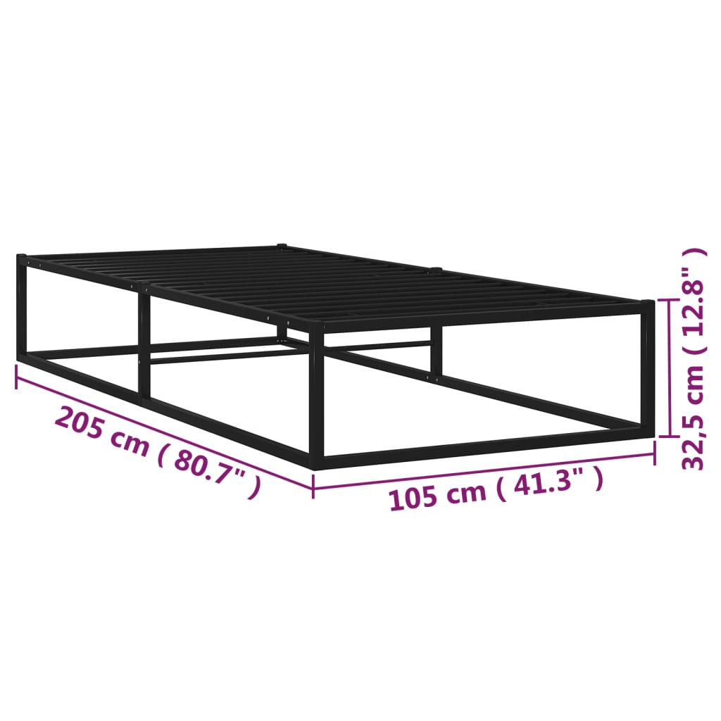 Sengeramme svart metall 100x200 cm