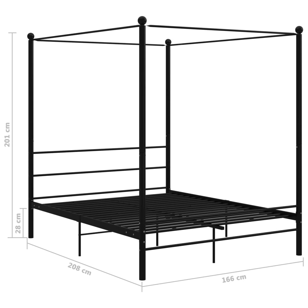 Himmelsengeramme svart metall 160x200 cm