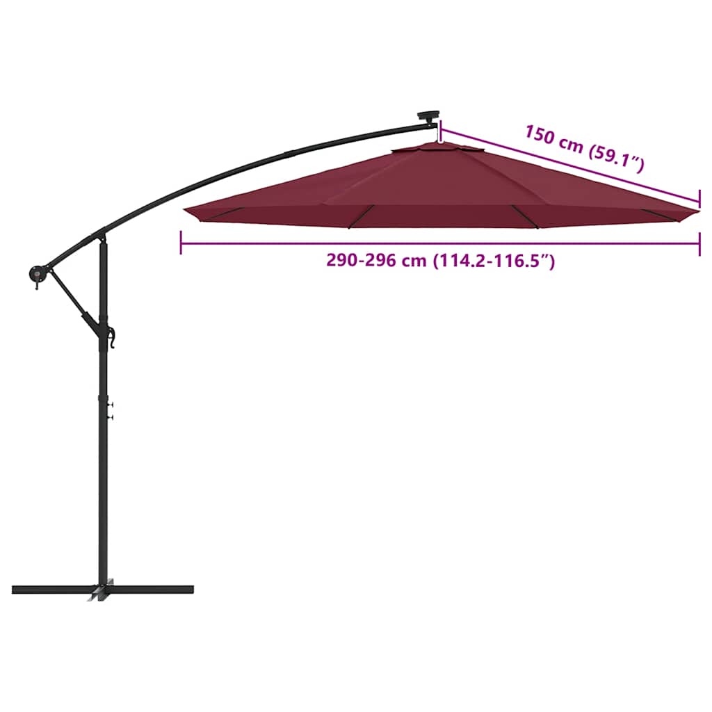 Erstatningsstoff for hengeparasoll vinrød 300 cm vidaXL