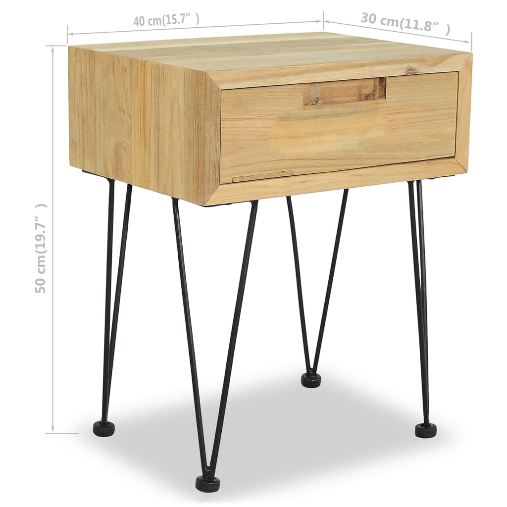Nattbord 2 stk 40x30x50 cm heltre teak