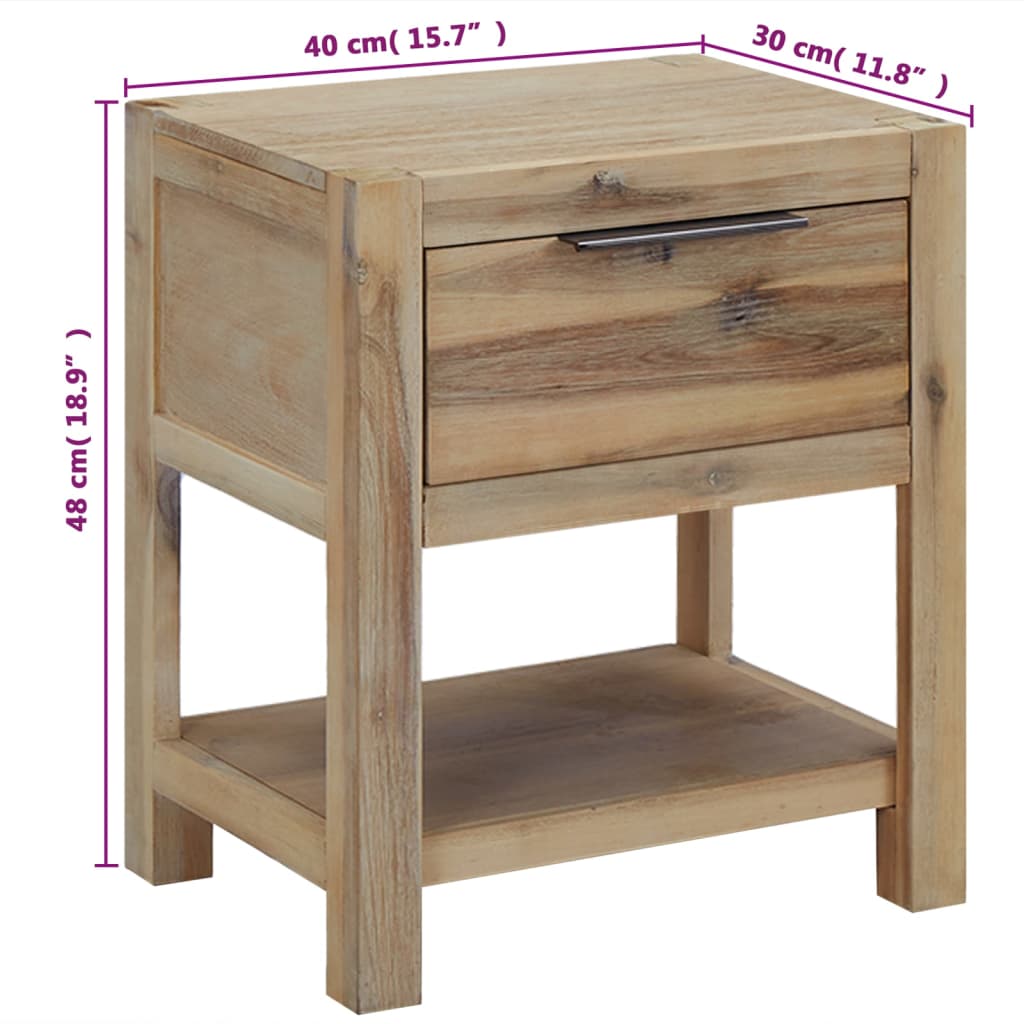 Nattbord med skuffer 2 stk 40x30x48 cm heltre akasie