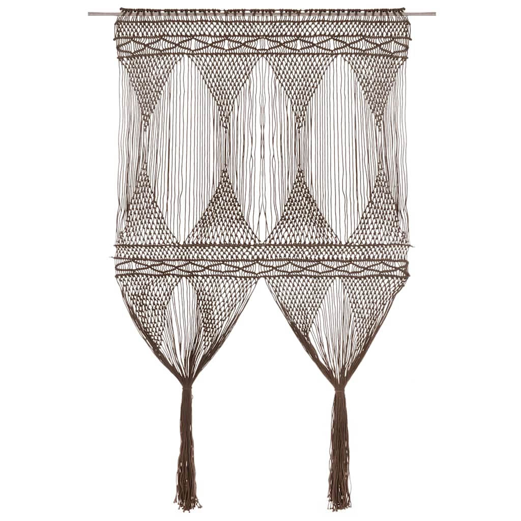 Makramé gardin gråbrun 140x240 cm bomull