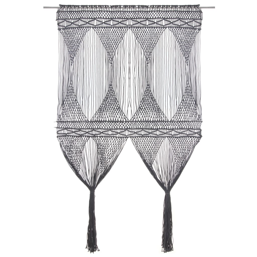 Makramé gardin antrasitt 140x240 cm bomull