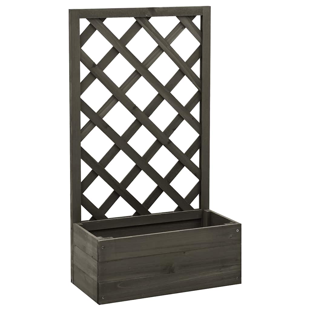 Blomsterkasse med espalier grå 50x25x90 cm heltre gran vidaXL