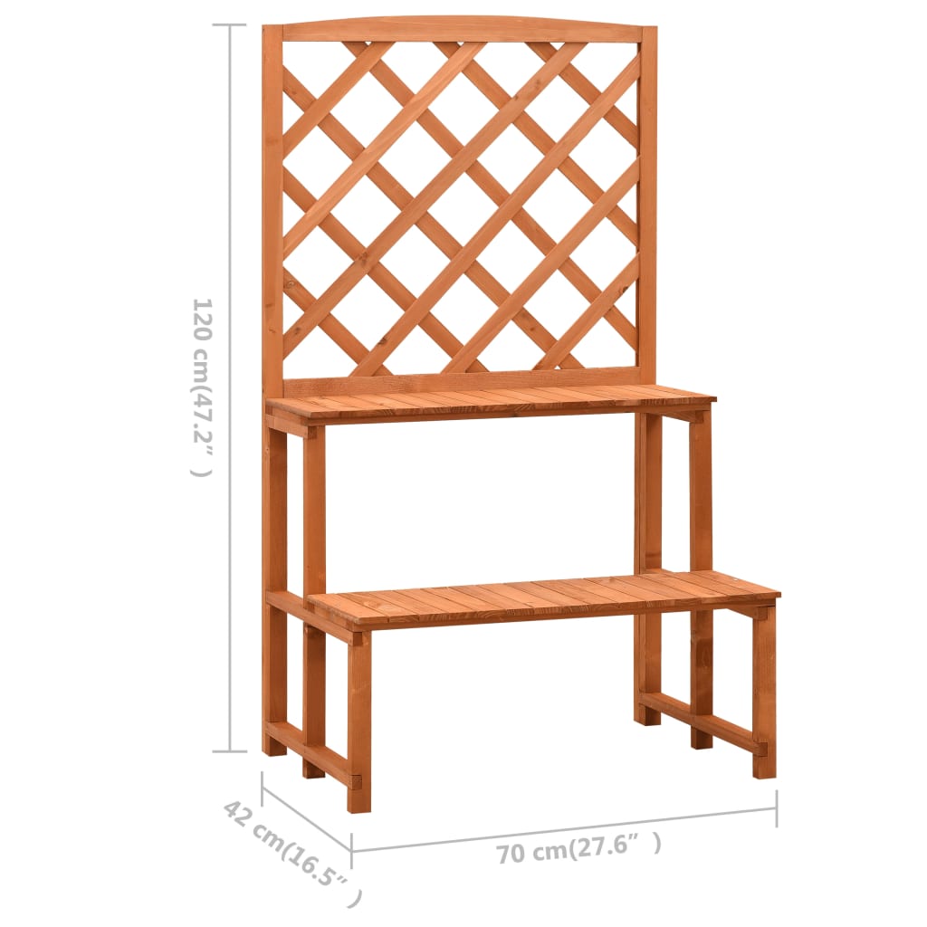 Plantestativ med espalier oransje 70x42x120 cm heltre gran vidaXL