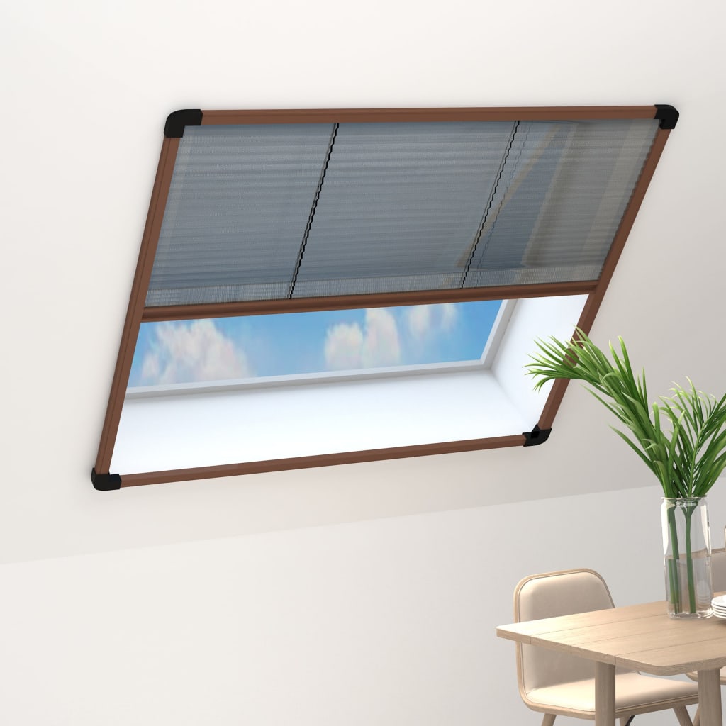 Plissert insektskjerm for vindu aluminium brun 120x120 cm vidaXL