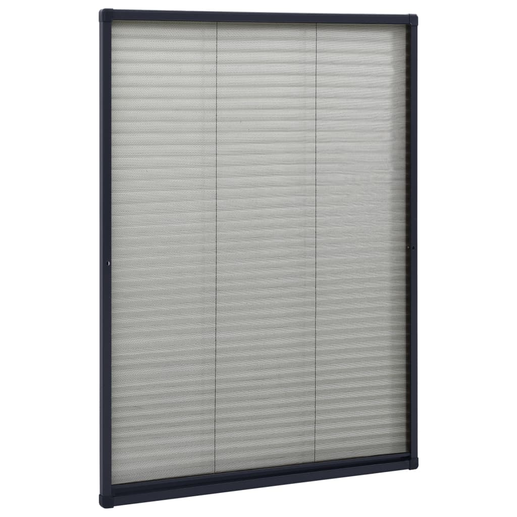 Plissert insektskjerm for vindu aluminium antrasitt 80x120 cm