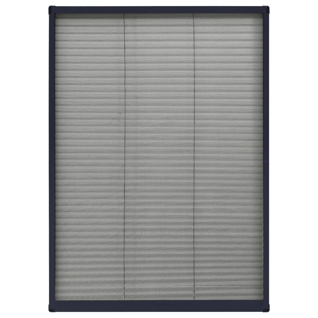 Plissert insektskjerm for vindu aluminium antrasitt 80x120 cm